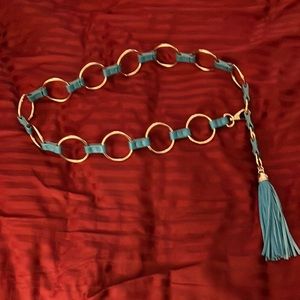 Guess by Marciano gold tone adjustable turquoise leather belt-rare hard to find